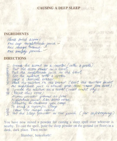 Screenshot of the KQ3 manual, with the spell's verse intact.